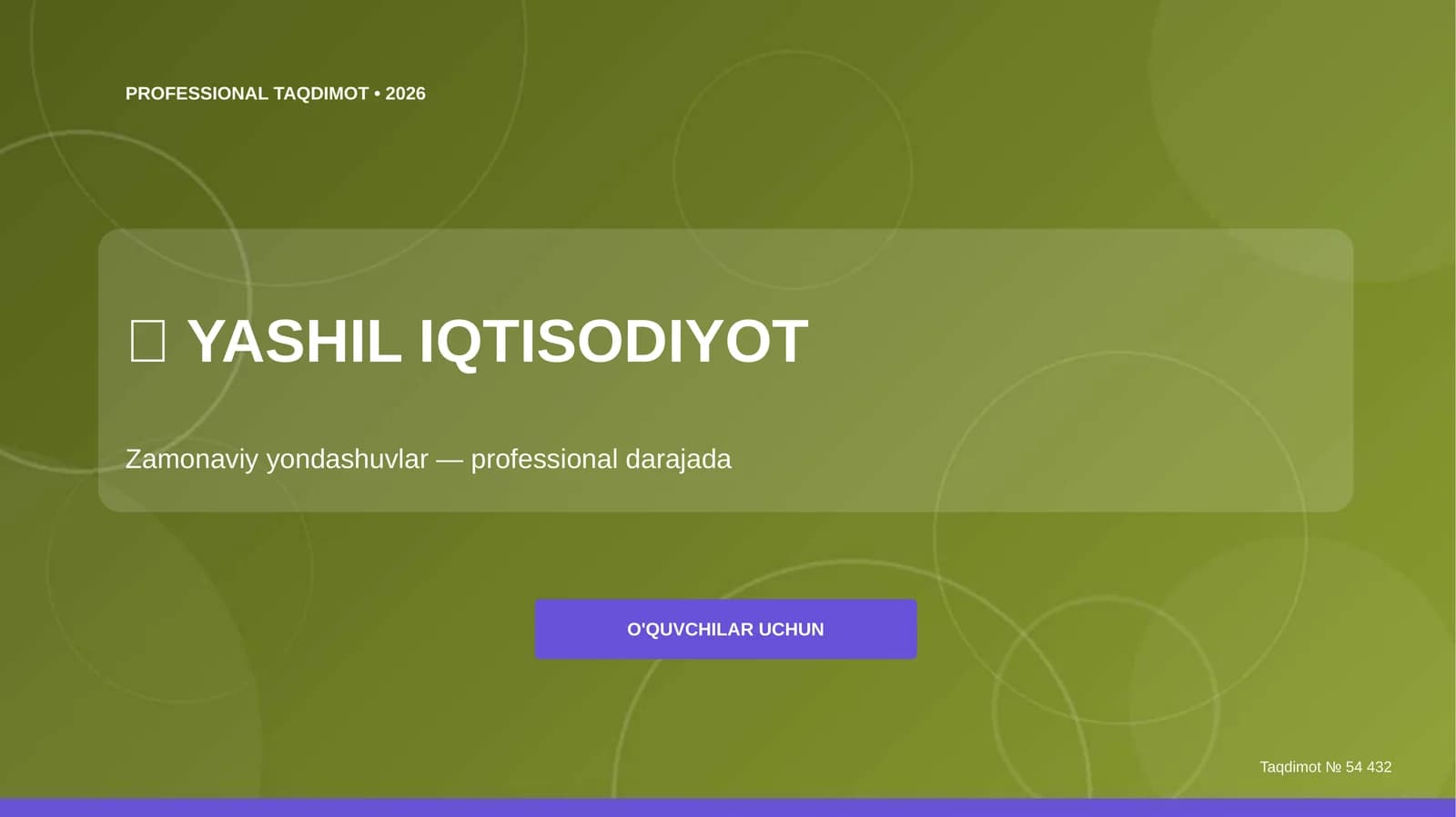 Yashil iqtisodiyot: zamonaviy yondashuvlar (professional darajada)
