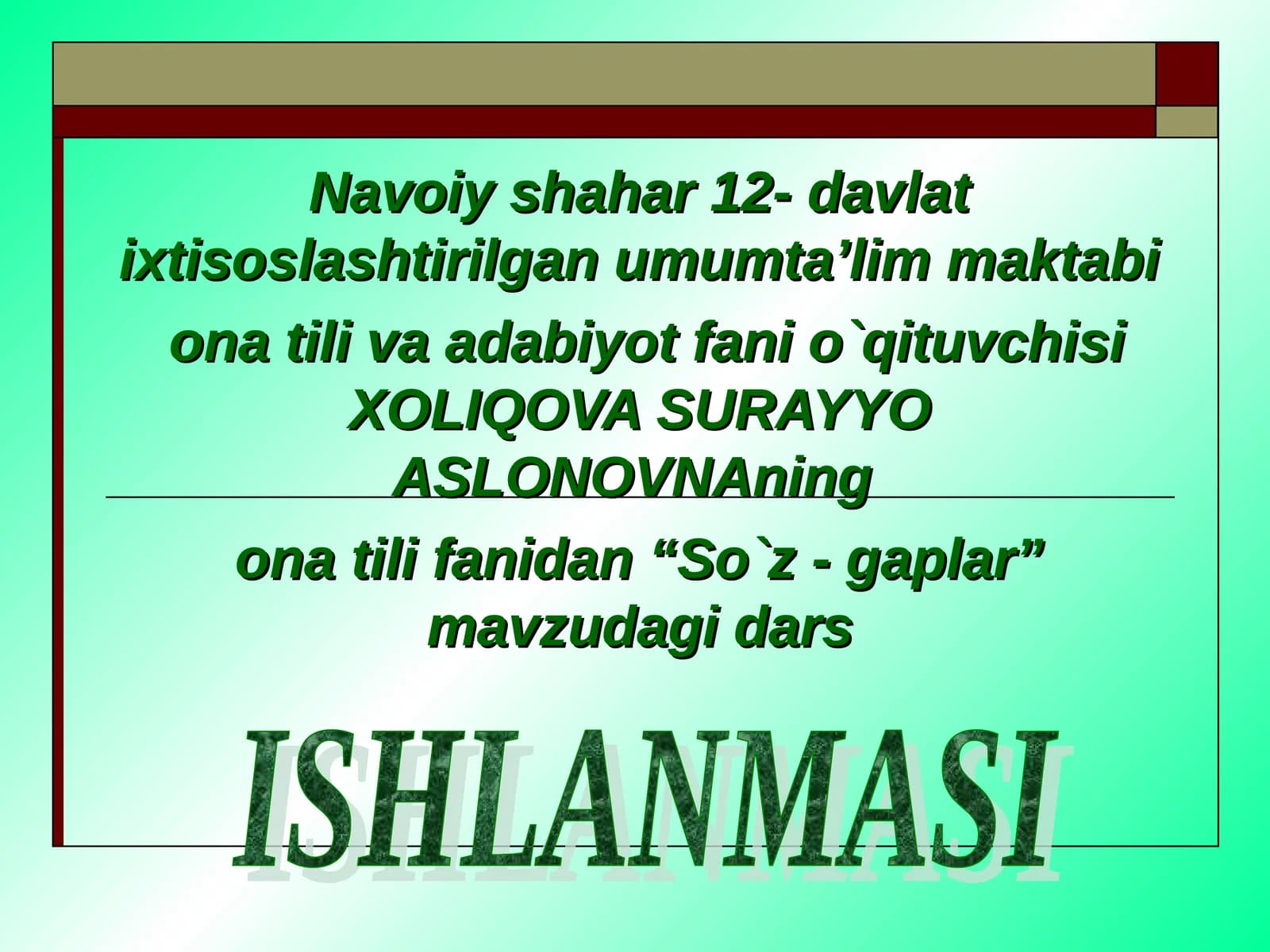 So`z - gaplar darsi