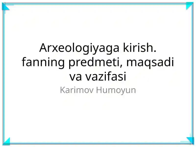 Arxeologiyaga kirish