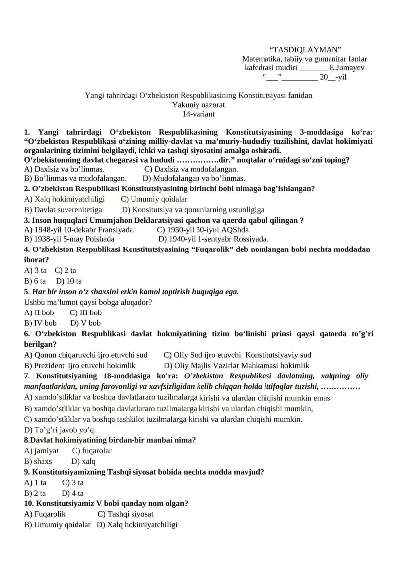 TASDIQLAYMAN