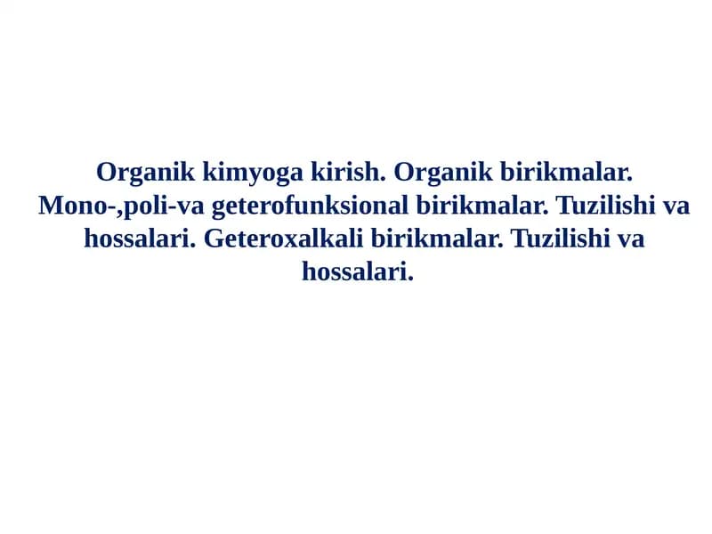 Organik kimyo