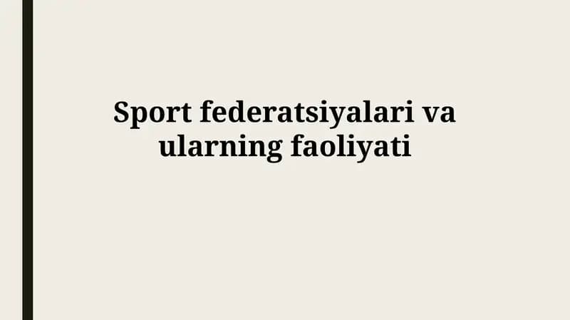 Sport federatsiyalari vaularningfaoliyati