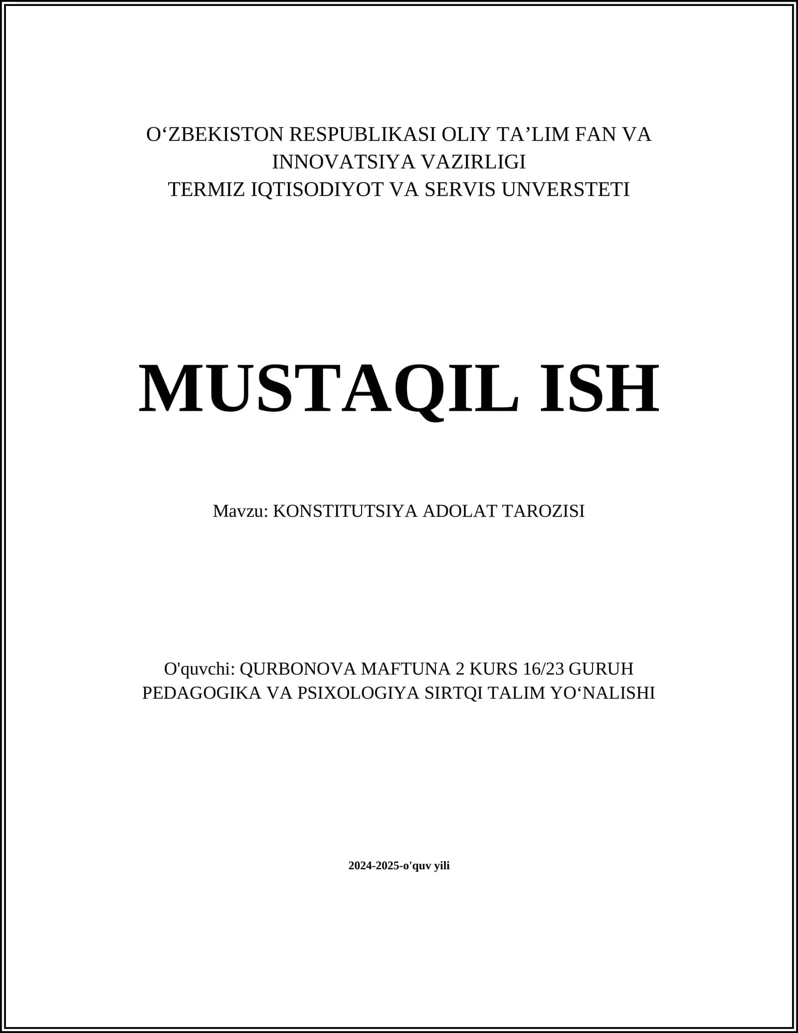 KONSTITUTSIYA ADOLAT TAROZISI