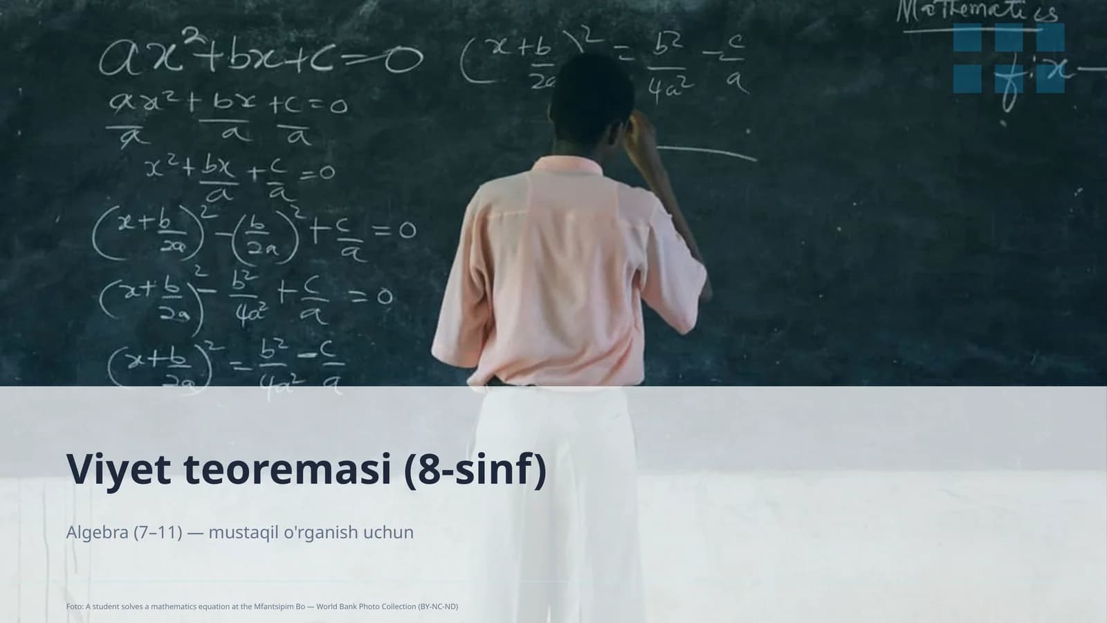 Viyet teoremasi (8-sinf)