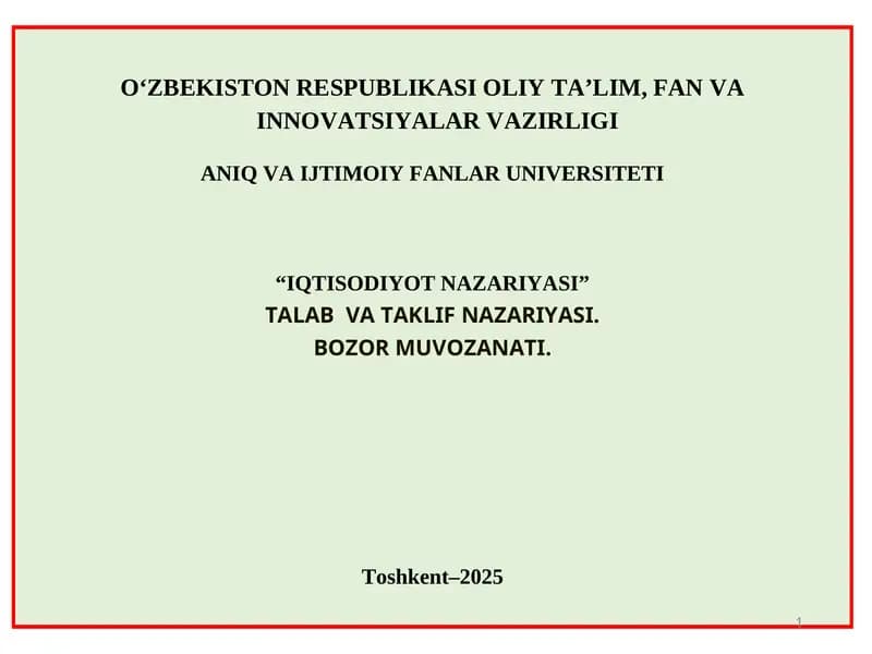 TALAB VA TAKLIF NAZARIYASI