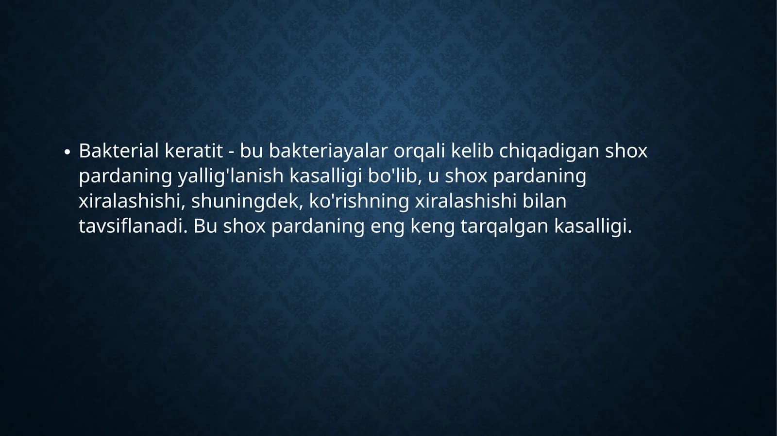 Bakterial Keratitning Sabablari va Patogenezi