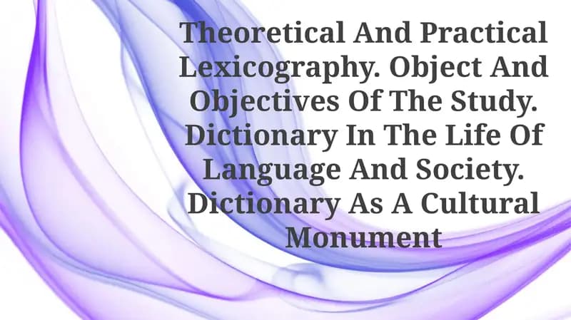 Theoretical And Practical Lexicography