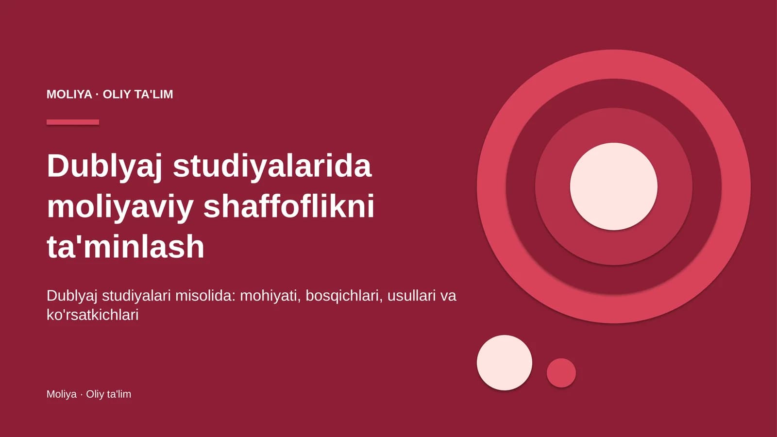 Dublyaj studiyalarida moliyaviy shaffoflikni ta'minlash