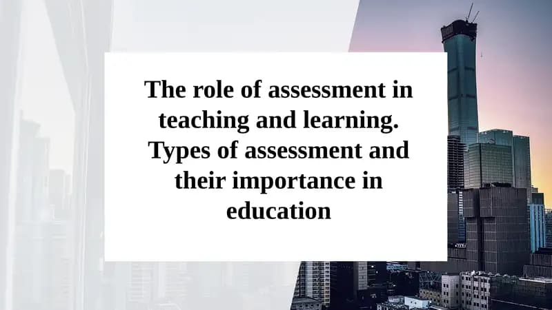 Assessment in Teaching and Learning
