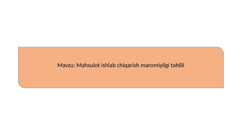 Mahsulot ishlab chiqarish maromiyligi tahlili