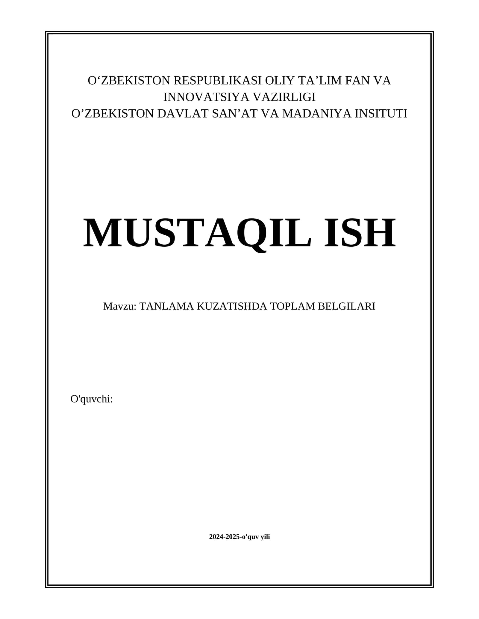 TANLAMA KUZATISHDA TOPLAM BELGILARI