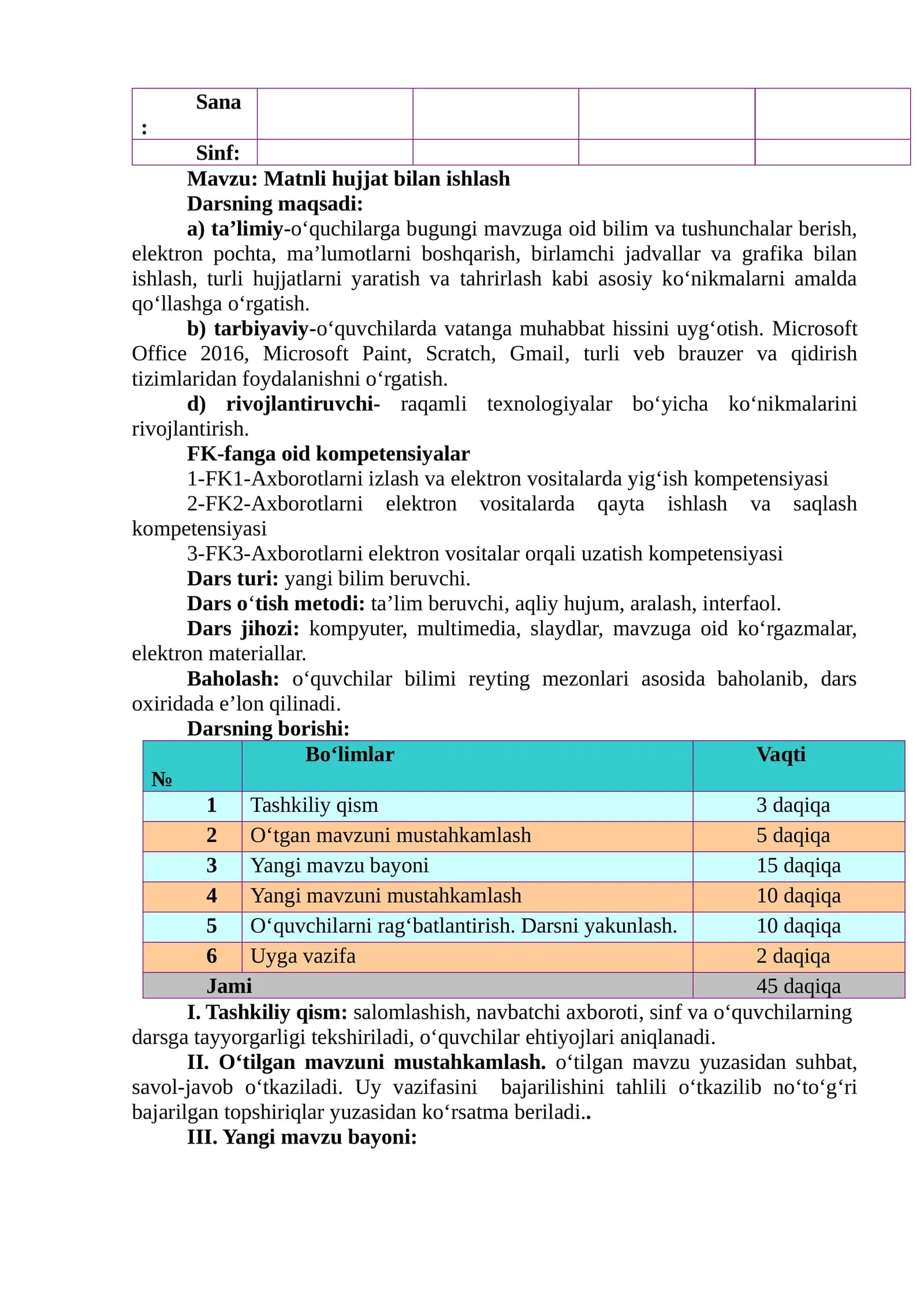 Matnli hujjat bilan ishlash