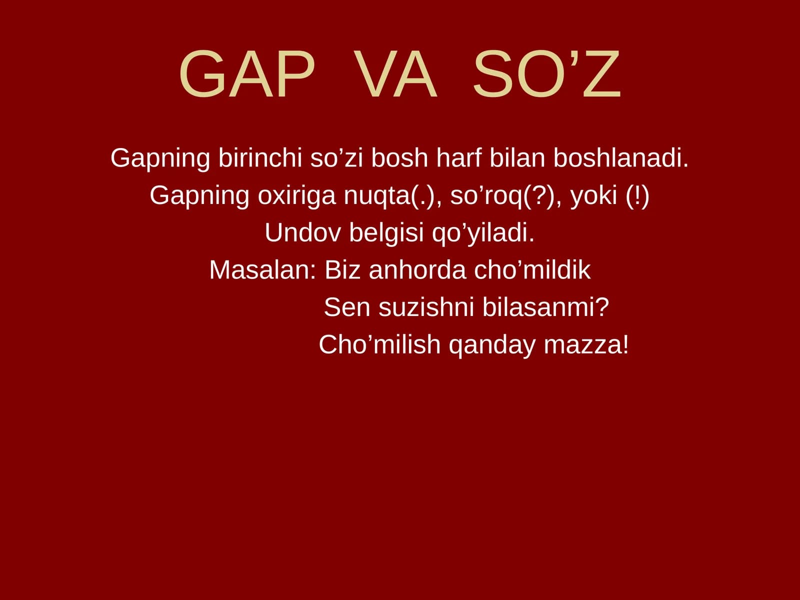 GAP VA SO’Z
