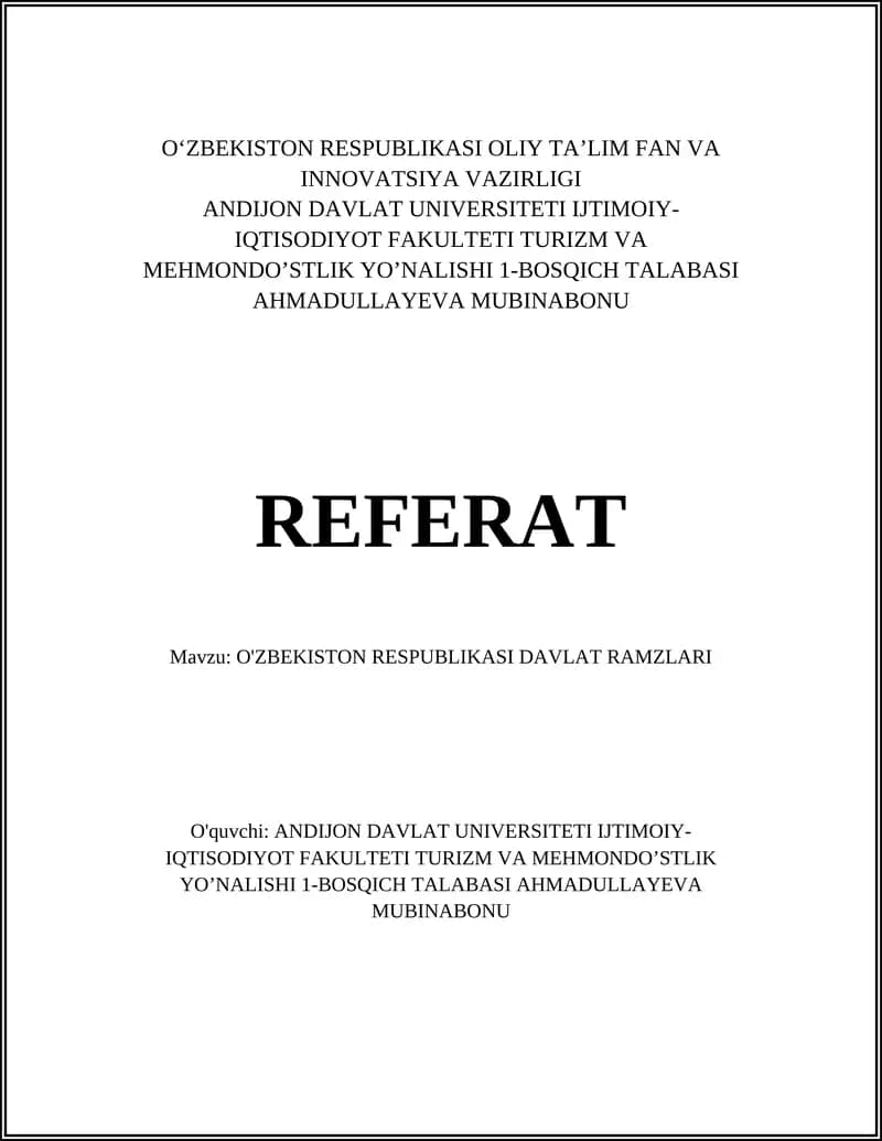 O'ZBEKISTON RESPUBLIKASI DAVLAT RAMZLARI