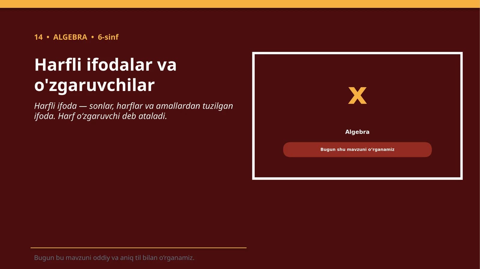 Harfli ifodalar va o'zgaruvchilar