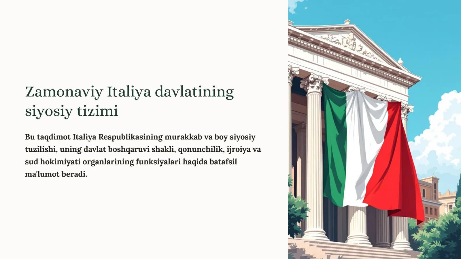 Zamonaviy Italiya davlatining siyosiy tizimi