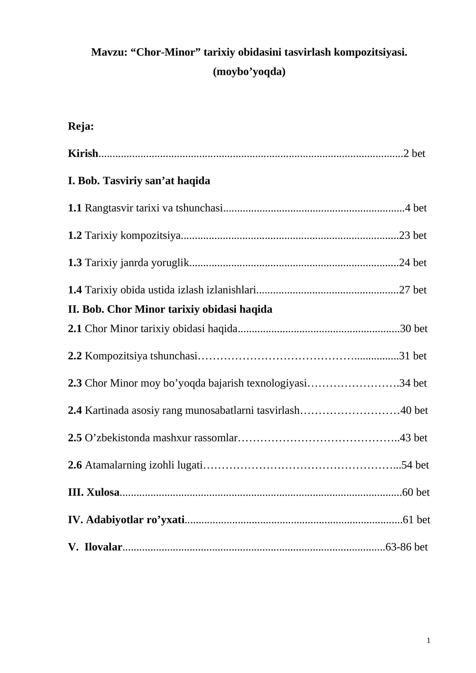 Chor-Minor tarixiy obidasini tasvirlash kompozitsiyasi. (moybo’yoqda). BMI