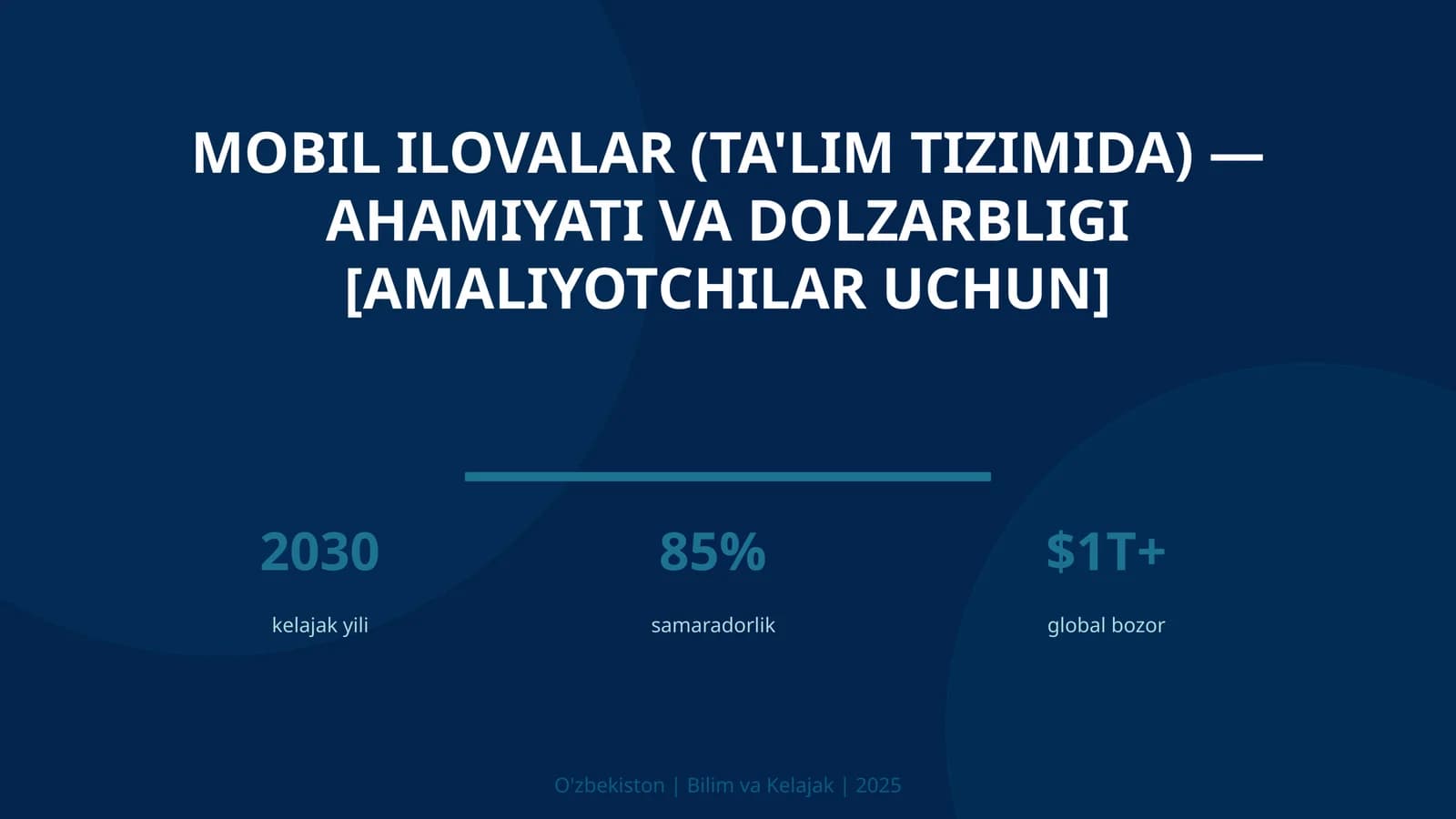 Mobil ilovalar (ta'lim tizimida) — ahamiyati va dolzarbligi [amaliyotchilar uchun]