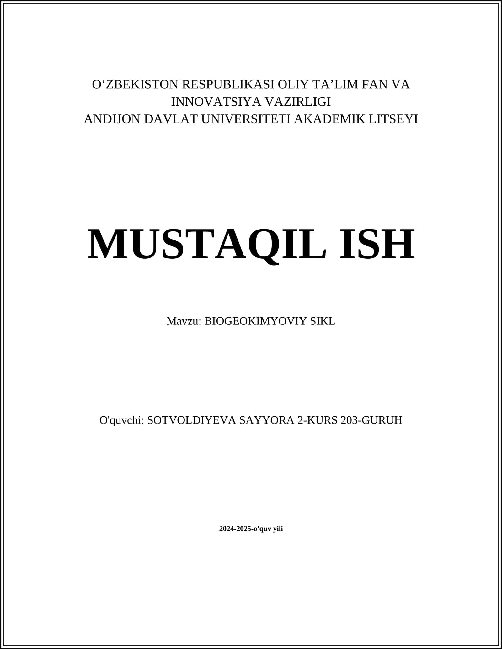 BIOGEOKIMYOVIY SIKL