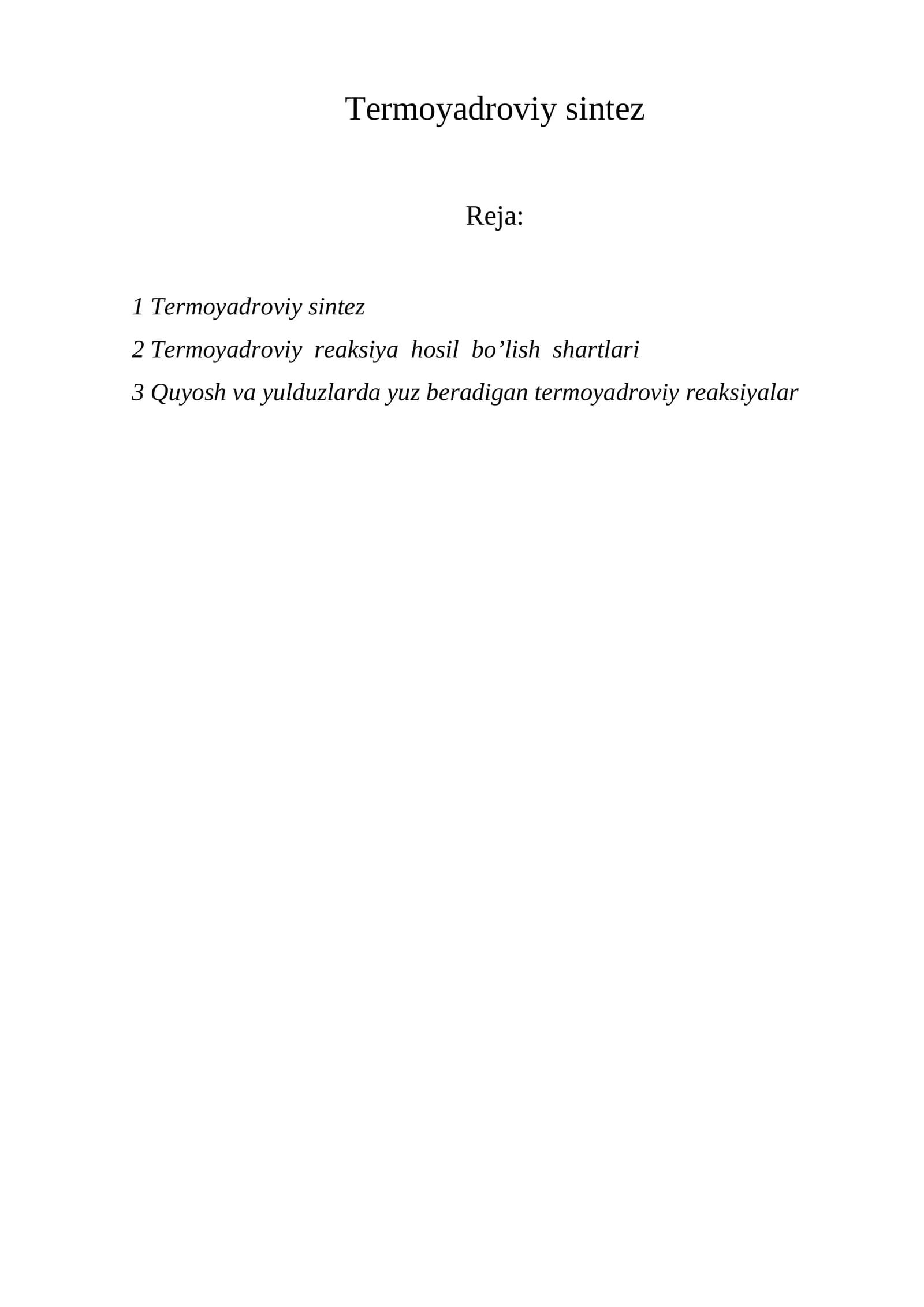 Tеrmoyadroviy sintеz
