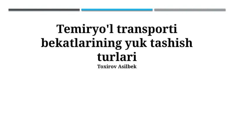 Temiryo'l transporti bekatlarining yuk tashish turlari