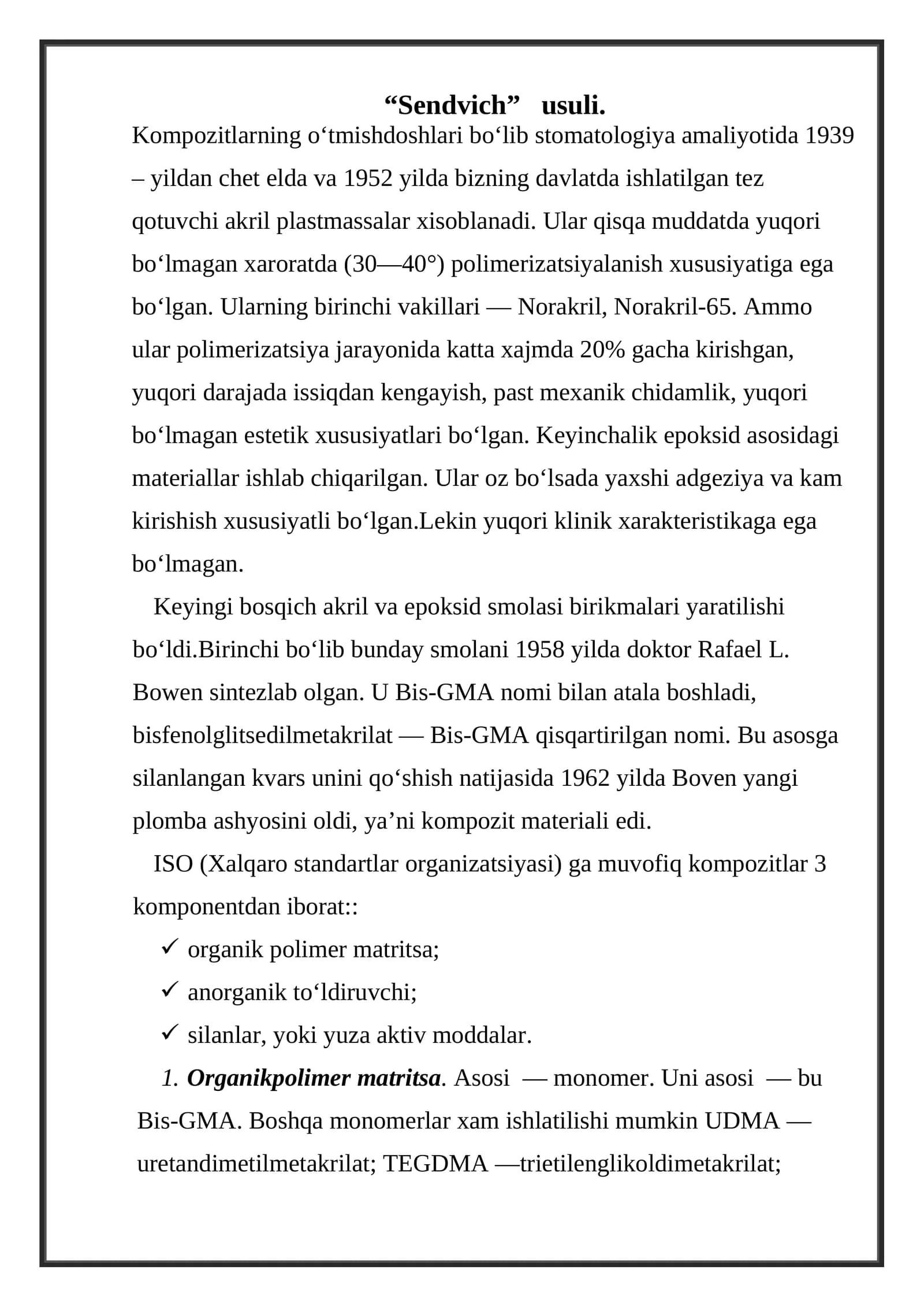 Stomatologiya amaliyotida kompozitlar