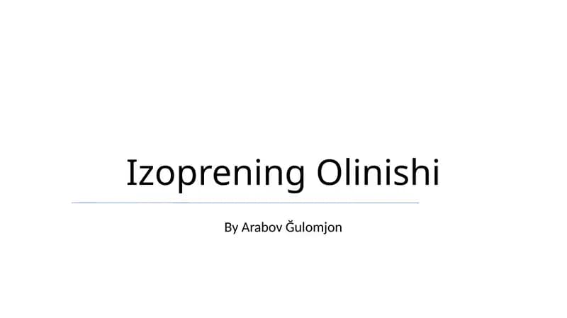 Izoprening Olinishi