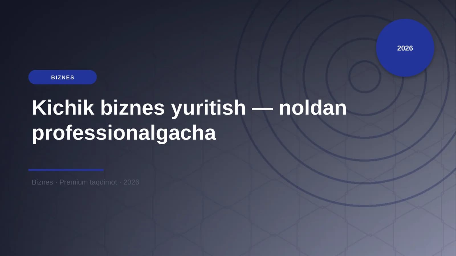 Kichik biznes yuritish — noldan professionalgacha
