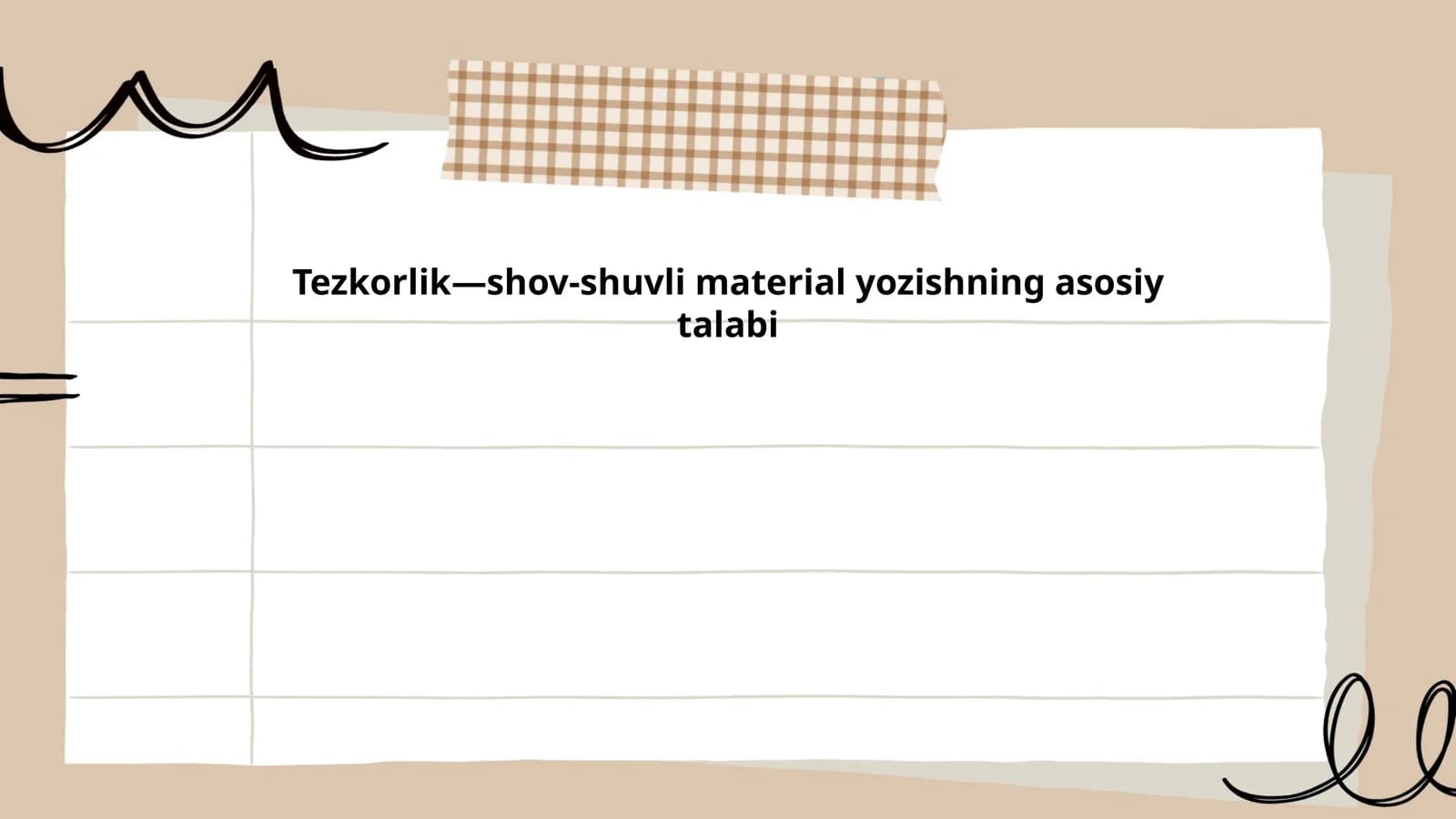 Tezkorlik—shov-shuvli material yozishning asosiy talabi
