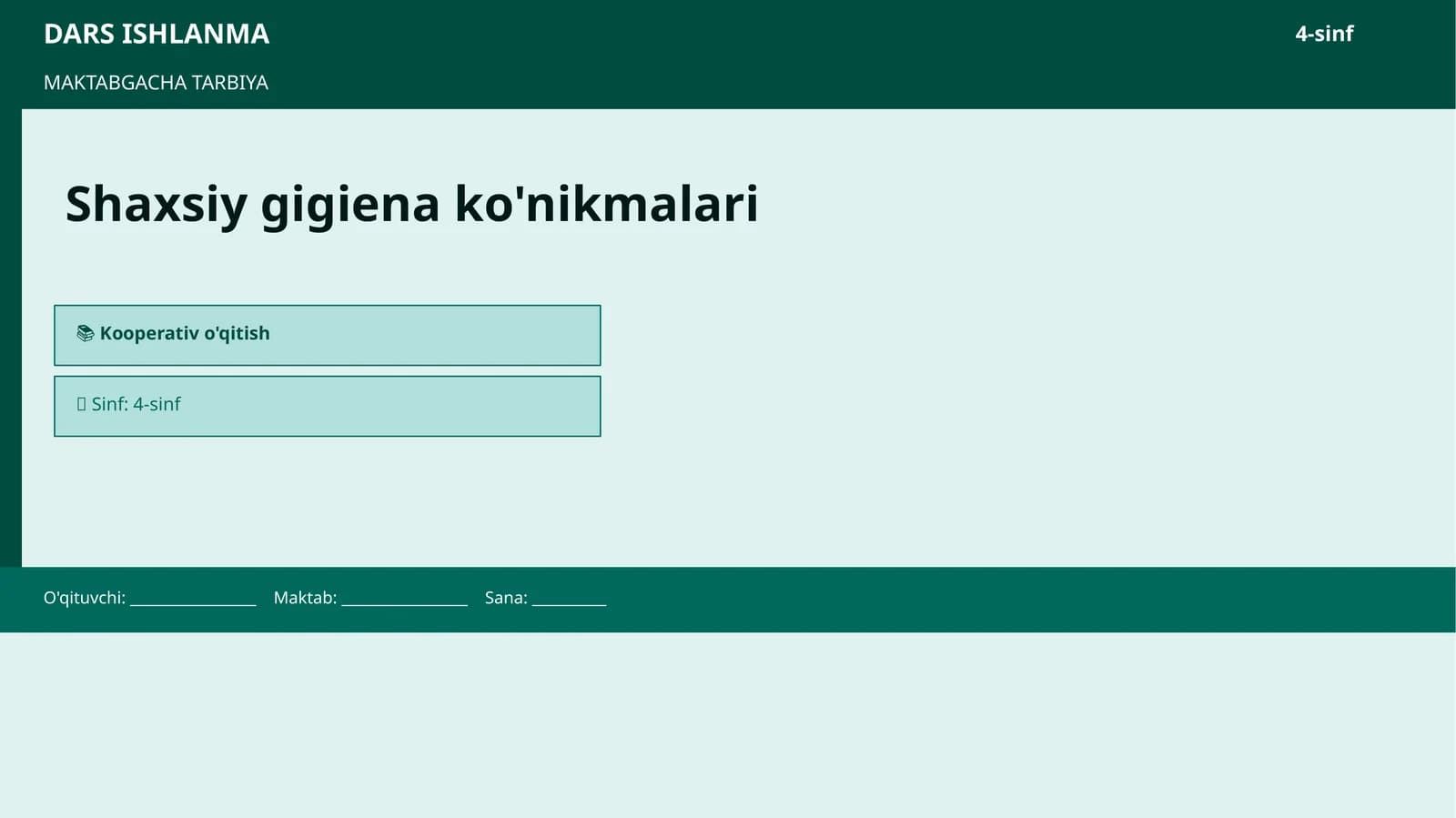 Shaxsiy gigiena ko'nikmalari