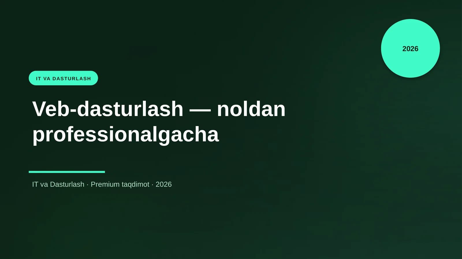 Veb-dasturlash — noldan professionalgacha