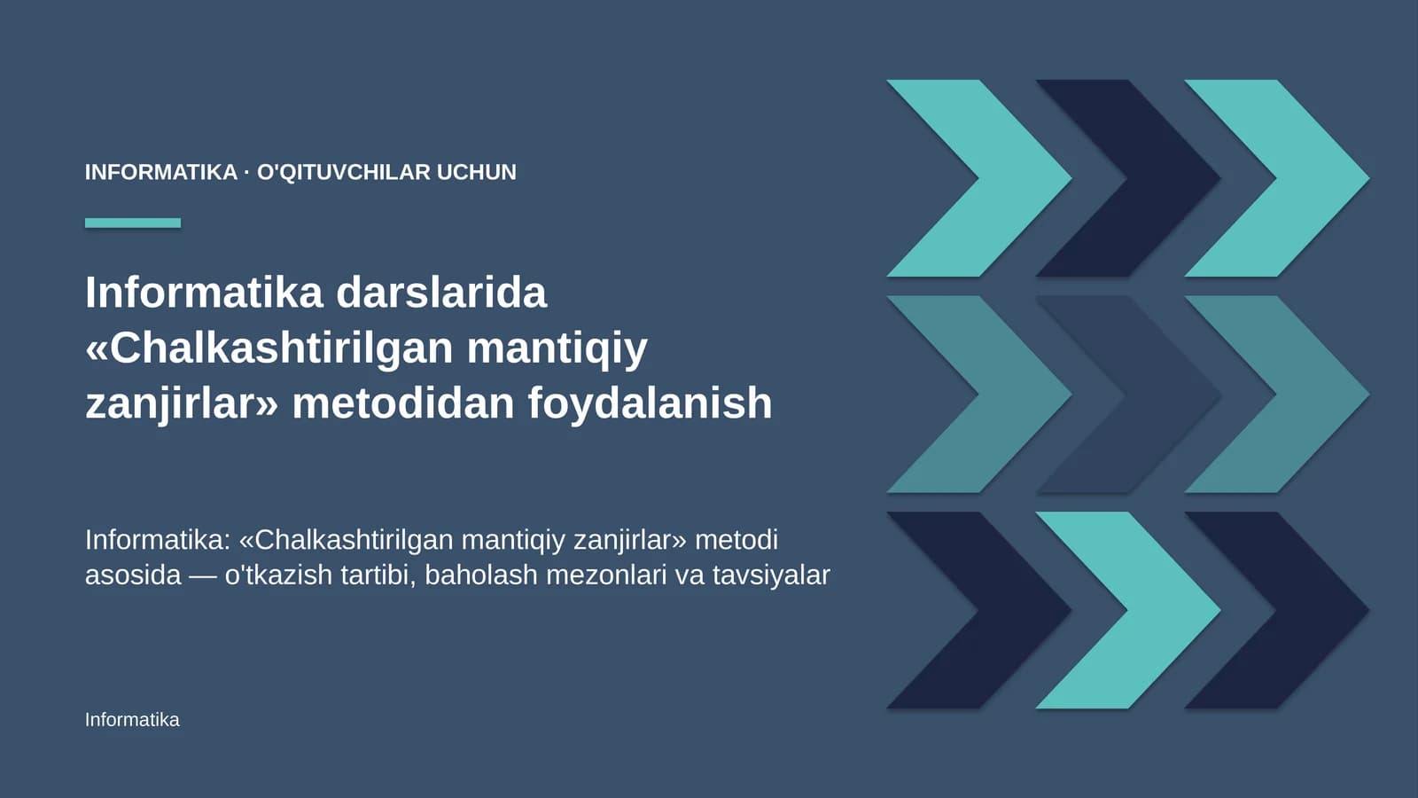 informatika darslarida chalkashtirilgan mantiqiy zanjirlar metodidan foydalanish 8980