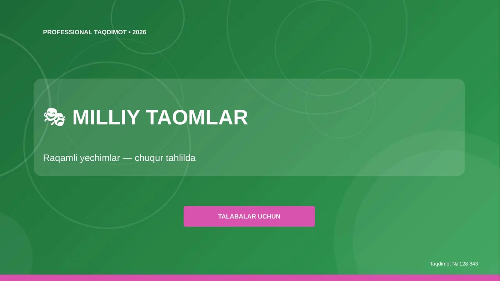 MILLIY TAOMLAR: Raqamli yechimlar