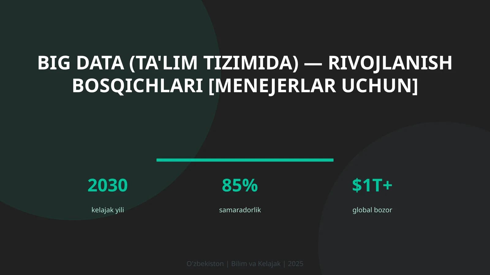 BIG DATA (TA'LIM TIZIMIDA) — RIVOJLANISH BOSQICHLARI [MENEJERLAR UCHUN]