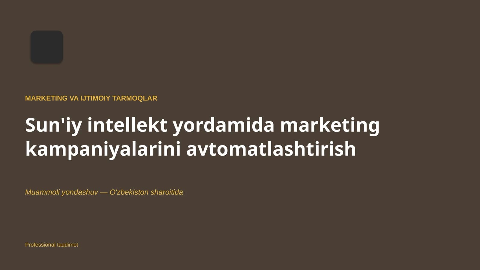 Marketing va ijtimoiy tarmoqlar