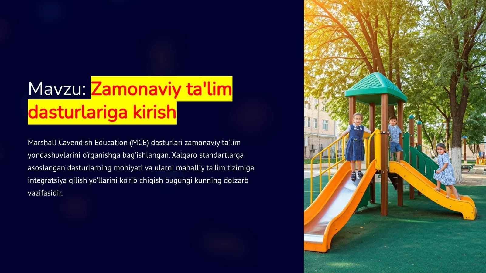 Zamonaviyta'lim dasturlariga kirish