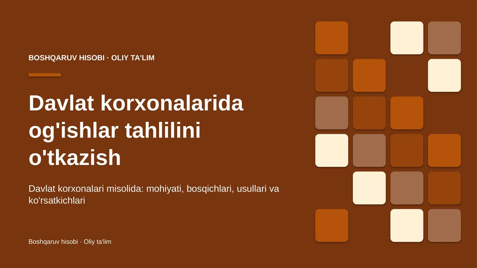Davlat korxonalarida og'ishlar tahlilini o'tkazish