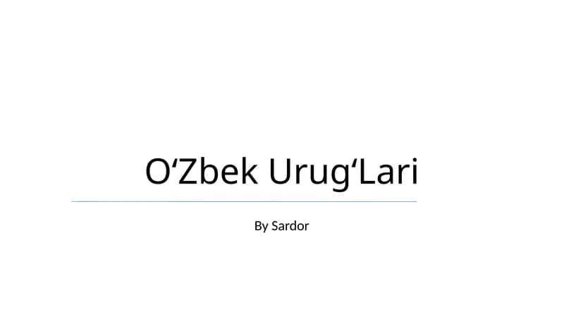 Oʻzbek UrugʻLari