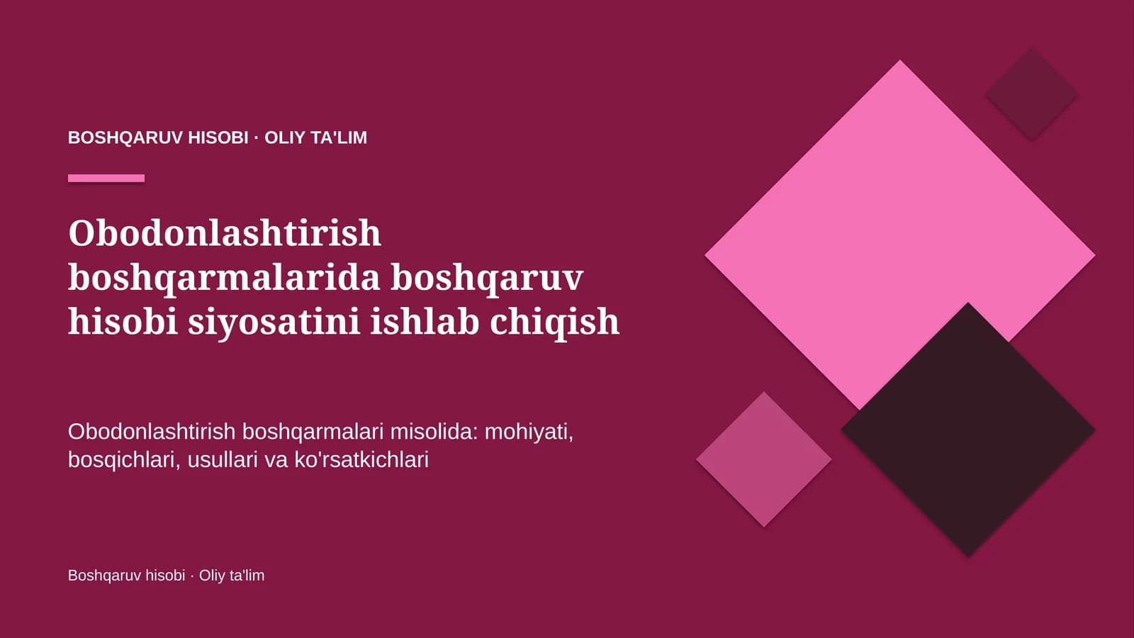 obodonlashtirish boshqarmalarida boshqaruv hisobi siyosatini ishlab chiqish 6302