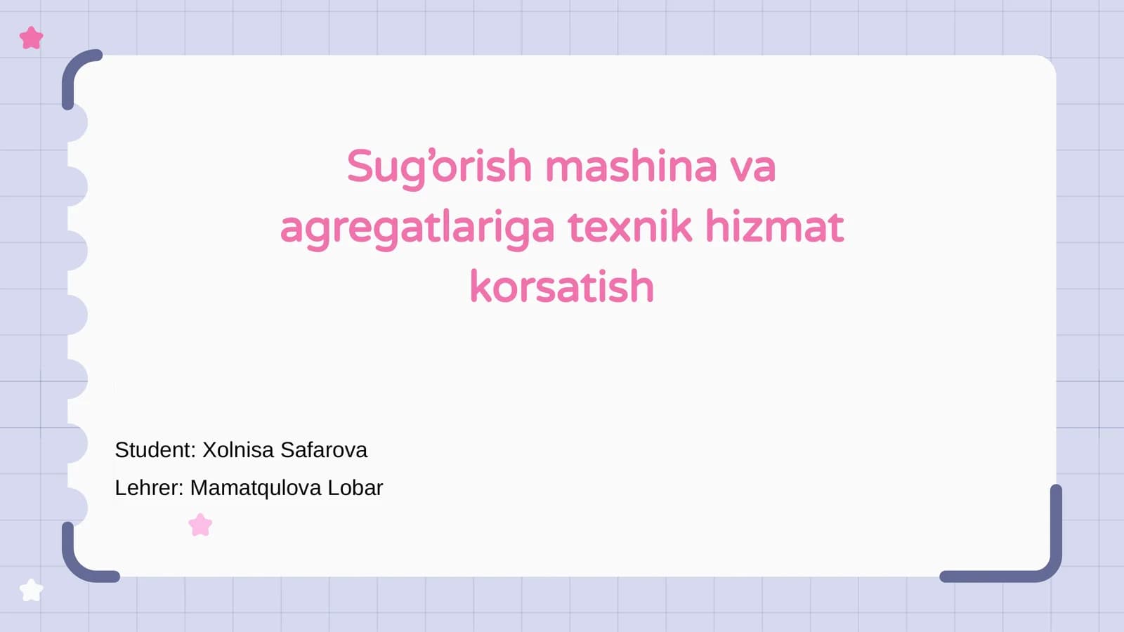 Sug’orish mashina va agregatlariga texnik hizmat korsatish
