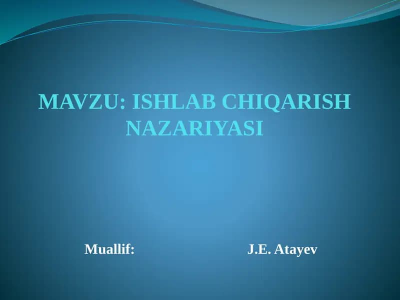 Ishlab chiqarish nazariyasi