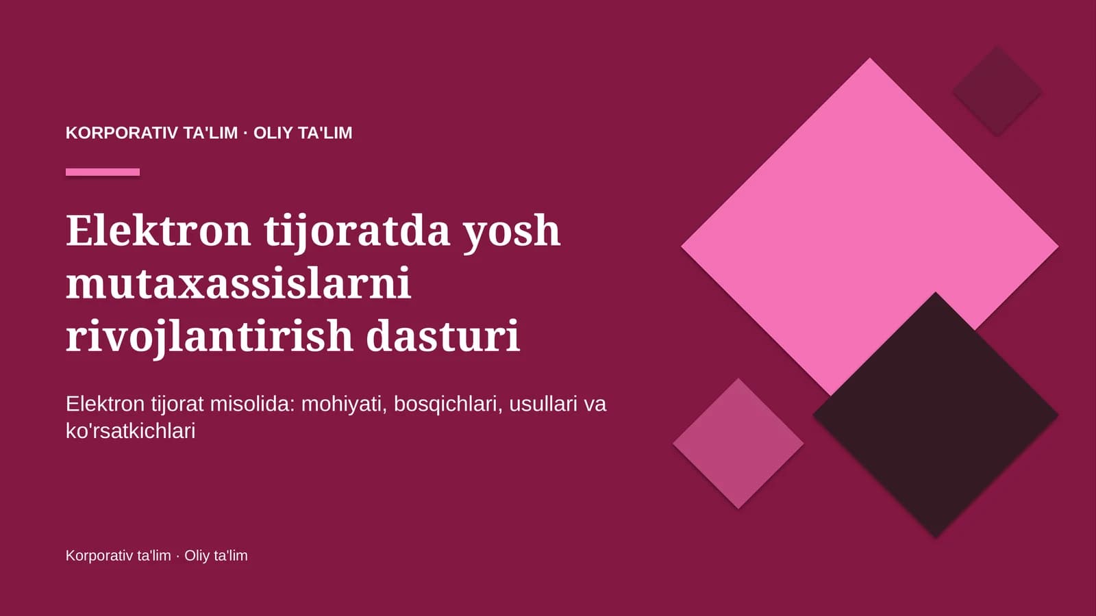 Elektron tijoratda yosh mutaxassislarni rivojlantirish dasturi