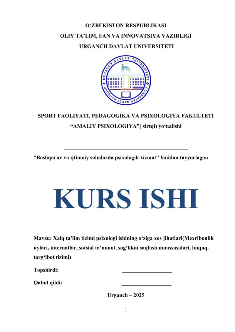 Xalq ta’lim tizimi psixologi ishining o‘ziga xos jihatlari