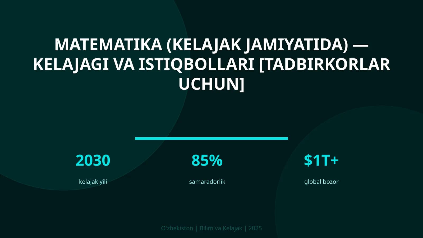 MATEMATIKA (KELAJAK JAMIYATIDA) — KELAJAGI VA ISTIQBOLLARI [TADBIRKORLAR UCHUN]