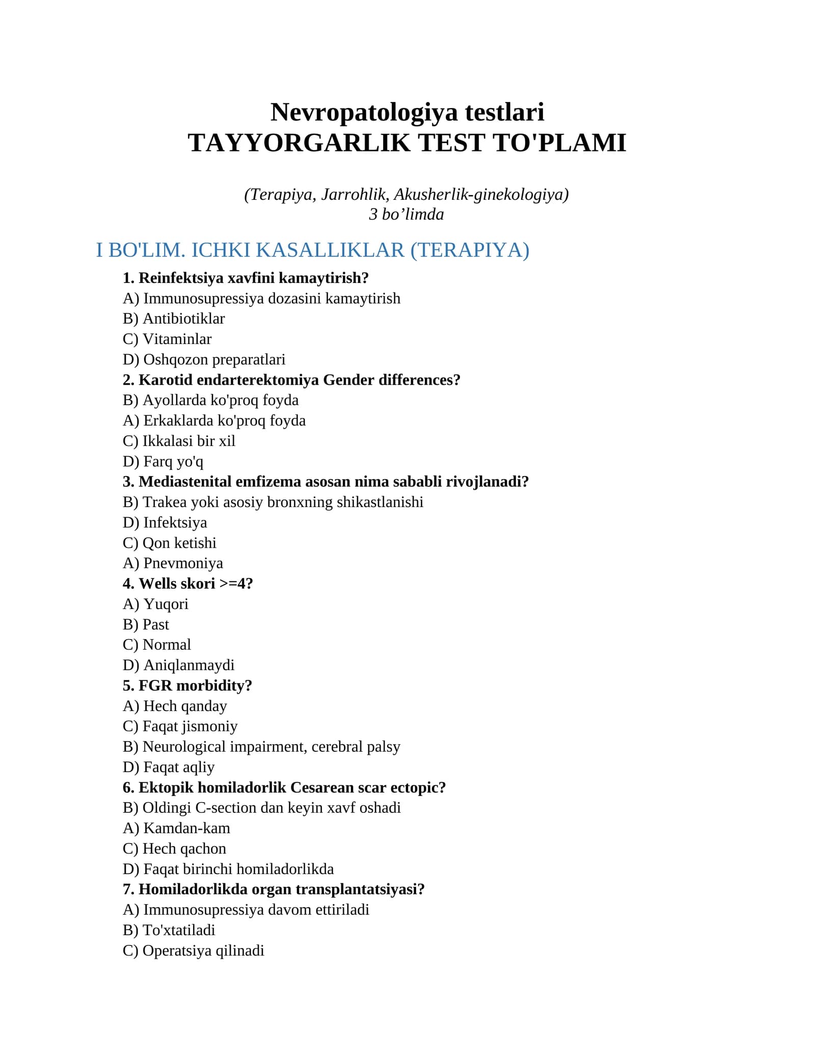 Nevropatologiya testlari