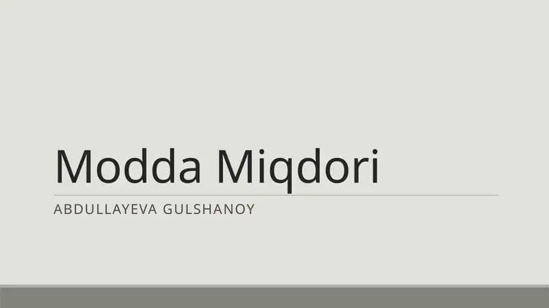 Kimyo moddalarining miqdori