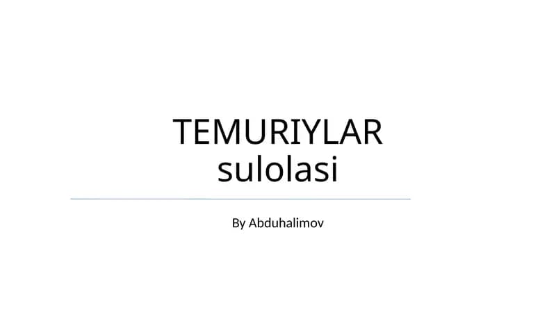 TEMURIYLAR sulolasi