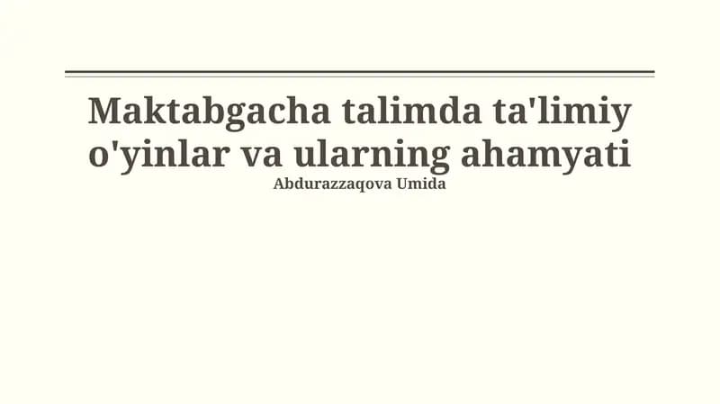 O'yinlarni tanlash mezonlari
