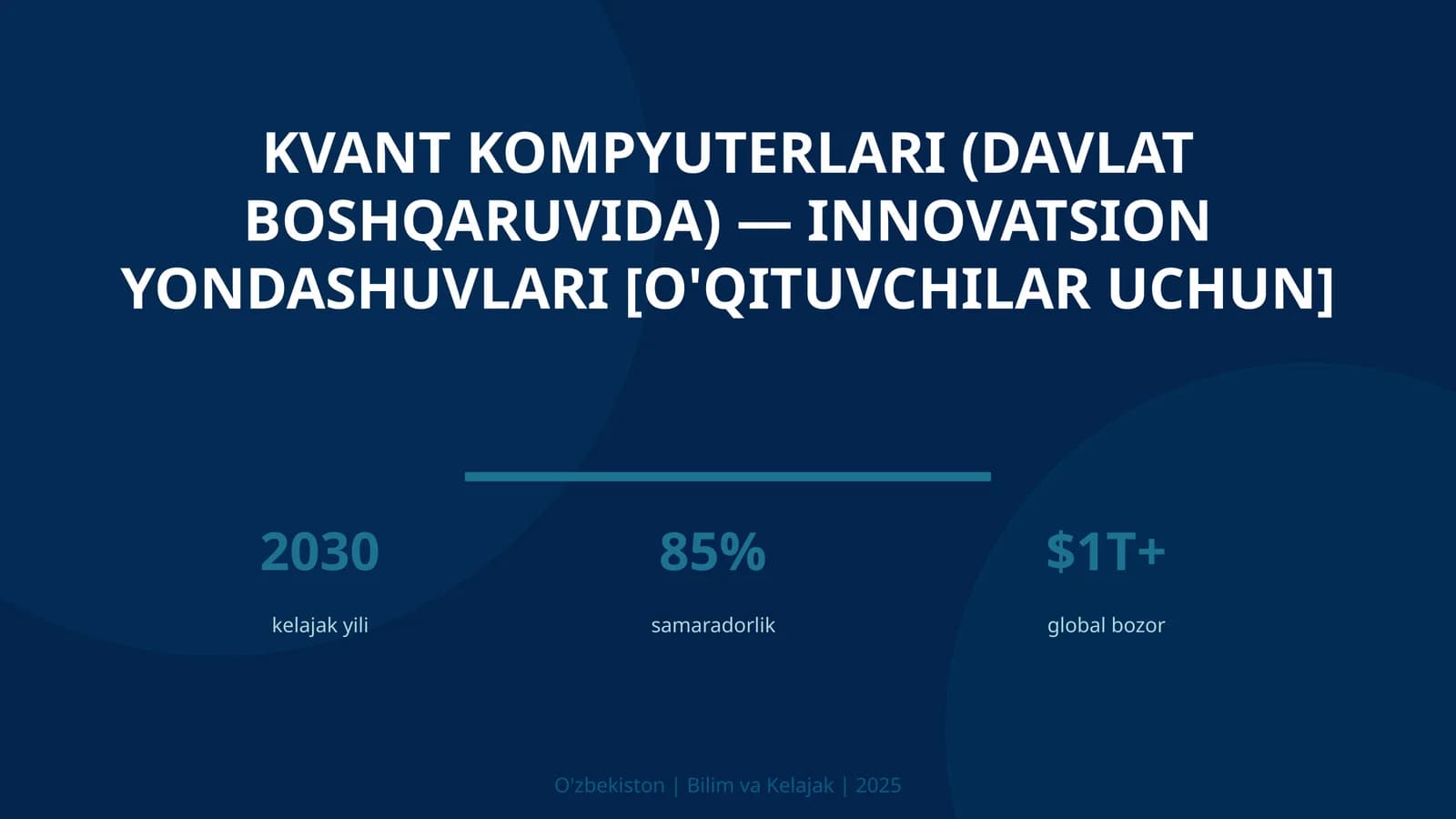 Kvant kompyuterlari (davlat boshqaruvida) — innovatsion yondashuvlari [o'qituvchilar uchun]