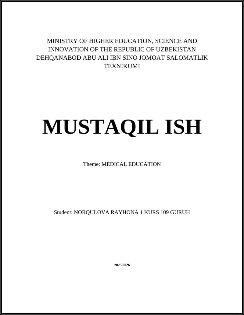 DEHQANABOD ABU ALI IBN SINO JOMOAT SALOMATLIK TEXNIKUMI